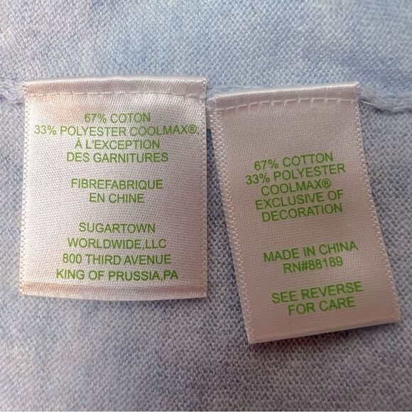 Lilly Pulitzer Charla Sweater Ruffle Cuff Metallic Trim Heatered Blue Size S - Picture 8 of 10